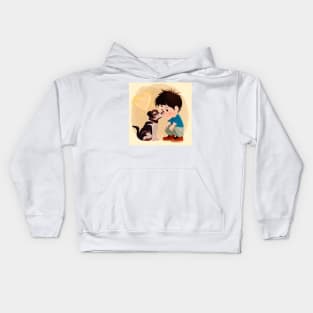 The Enduring Bond Between a Boy and His Dog Kids Hoodie